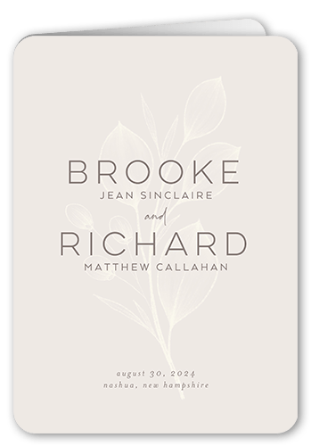 Novel Matrimony Wedding Program, Grey, 5x7, Pearl Shimmer Cardstock, Rounded, Whisper Gray