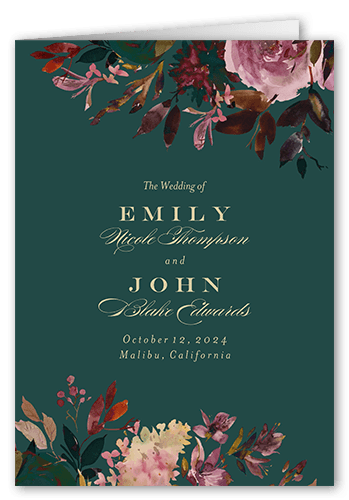 Deeply Beautiful Wedding Program, Green, 5x7, Pearl Shimmer Cardstock, Square, Seaweed