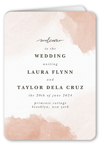 Soft Blush Wedding Program, Beige, 5x7, Pearl Shimmer Cardstock, Rounded, Pueblo
