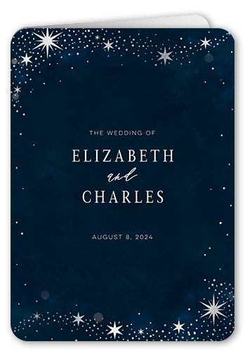 Bright Night Wedding Program, Grey, 5x7, Pearl Shimmer Cardstock, Rounded, Silver