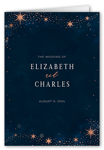 Bright Night Wedding Program, Orange, 5x7, Matte, Folded Smooth Cardstock, Square, Peach