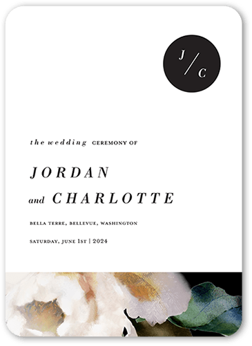 Modern Style Wedding Program, White, 5x7, Pearl Shimmer Cardstock, Rounded