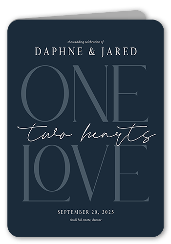 One Love Wedding Program, Blue, 5x7, Matte, Folded Smooth Cardstock, Rounded