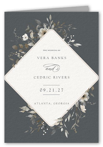 Blissful Bloom Wedding Program, Gray, 5x7, Pearl Shimmer Cardstock, Square, Gray