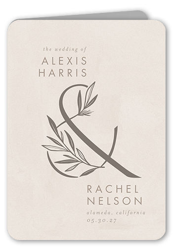 Splendid Spruce Wedding Program, Beige, 5x7, Pearl Shimmer Cardstock, Rounded, Beige