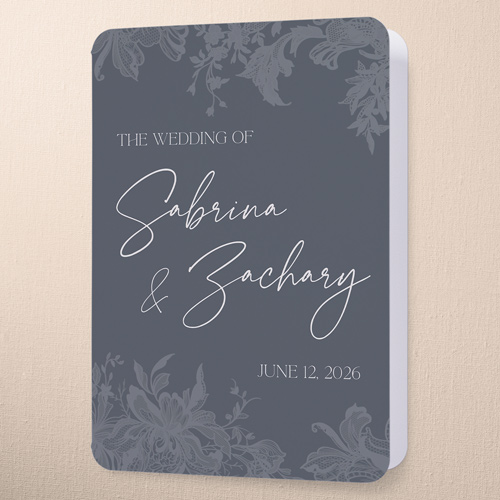 Lace Shadow Wedding Program, Gray, 5x7, Matte, Folded Smooth Cardstock, Rounded