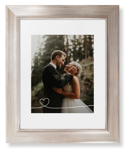 Heart Line Art Framed Print, Metallic, Modern, None, White, Single piece, 8x10, White