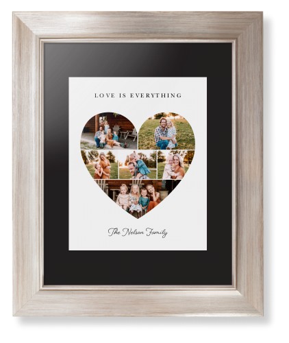 Filled Heart Framed Print, Metallic, Modern, Black, Black, Single piece, 8x10, White