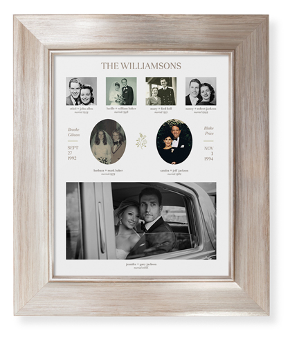 Marriage Family Tree Framed Print, Metallic, Modern, None, None, Single piece, 8x10, White, white