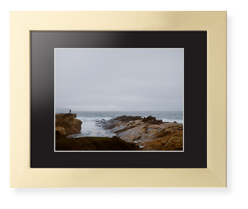 Gray Sea Framed Print, Matte Gold, Contemporary, White, Black, Single piece, 8x10, Multicolor