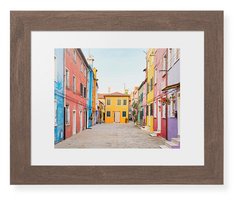 Vibrant Streets Framed Print, Walnut, Contemporary, White, White, Single piece, 8x10, Multicolor