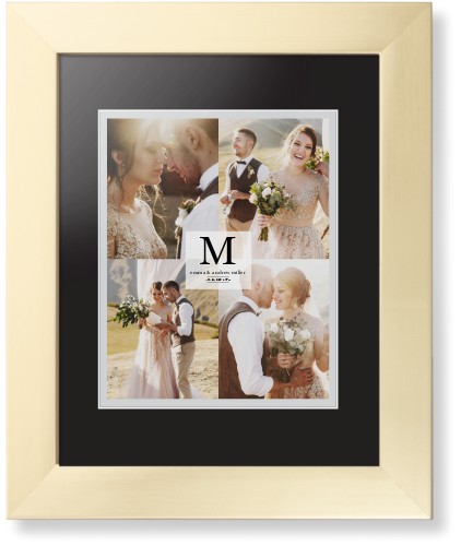 Classic Initial Framed Print, Matte Gold, Contemporary, White, Black, Single piece, 8x10, Gray