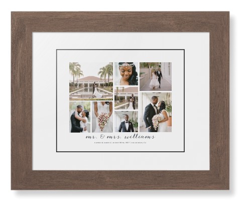 Clean Gallery Collage of Eight Framed Print, Walnut, Contemporary, Black, White, Single piece, 8x10, Multicolor, multi