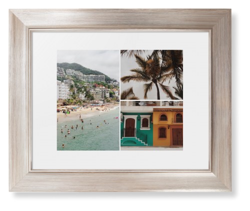 Gallery of Three Framed Print, Metallic, Modern, White, White, Single piece, 8x10, Multicolor