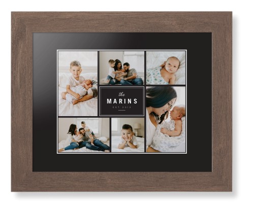 Contemporary Family Collage Framed Print, Walnut, Contemporary, White, Black, Single piece, 8x10, Blue