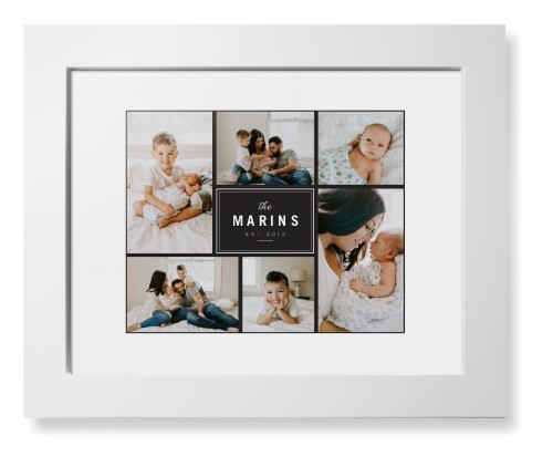 Contemporary Family Collage Framed Print, White, Contemporary, White, White, Single piece, 8x10, Blue