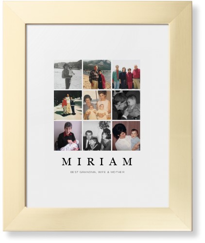 Modern Grid Gallery of Nine Portrait Framed Print, Matte Gold, Contemporary, White, White, Single piece, 8x10, Multicolor