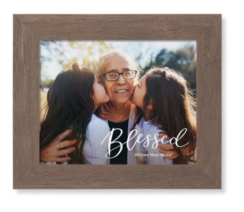 Contemporary Blessed Letters Framed Print, Walnut, Contemporary, None, None, Single piece, 8x10, White