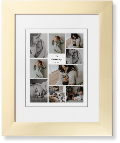 Modern Family Collage Portrait Framed Print, Matte Gold, Contemporary, Black, White, Single piece, 8x10, White, white