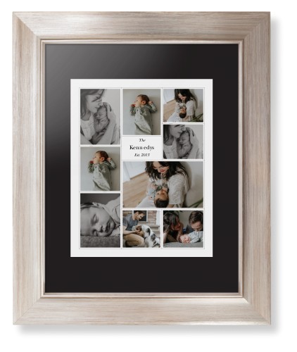 Modern Family Collage Portrait Framed Print, Metallic, Modern, None, Black, Single piece, 8x10, White, white