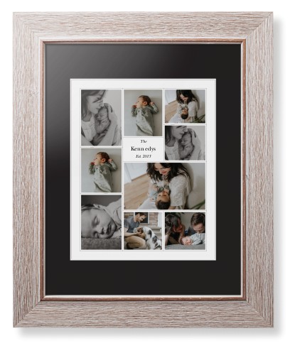 Modern Family Collage Portrait Framed Print, Rustic, Modern, White, Black, Single piece, 8x10, White, white