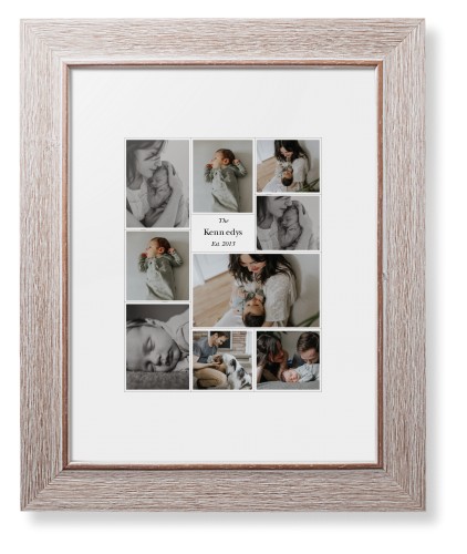 Modern Family Collage Portrait Framed Print, Rustic, Modern, White, White, Single piece, 8x10, White