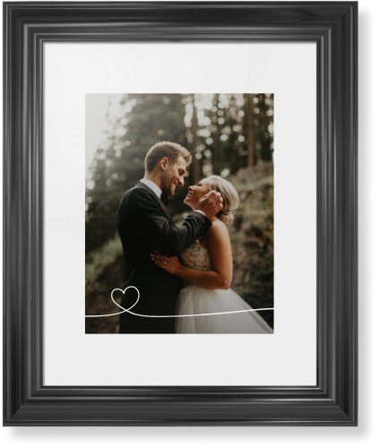 Heart Line Art Framed Print, Black, Classic, None, White, Single piece, 11x14, White, white