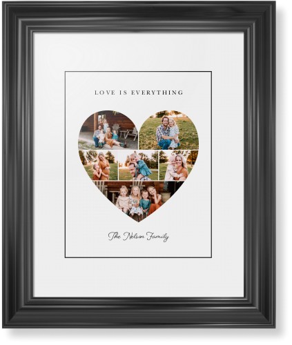 Filled Heart Framed Print, Black, Classic, Black, White, Single piece, 11x14, White