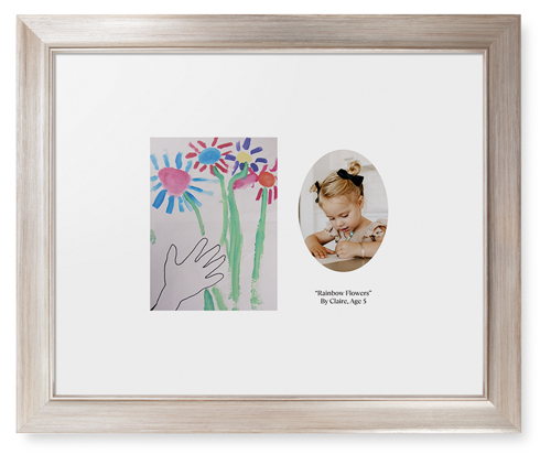 Oval Vignette Framed Print, Metallic, Modern, White, White, Single piece, 11x14, White, white