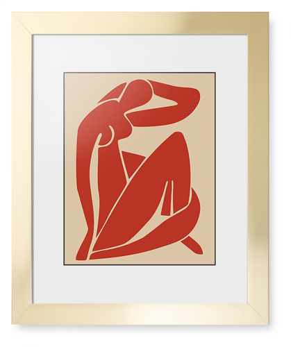 Women Figure Framed Print, Matte Gold, Contemporary, Black, White, Single piece, 11x14, Multicolor