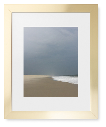 Lonely Beach Framed Print, Matte Gold, Contemporary, White, White, Single piece, 11x14, Multicolor