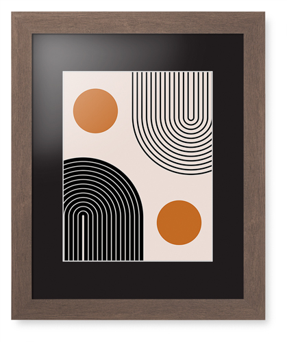 Minimalist Arches Framed Print, Walnut, Contemporary, White, Black, Single piece, 11x14, Multicolor