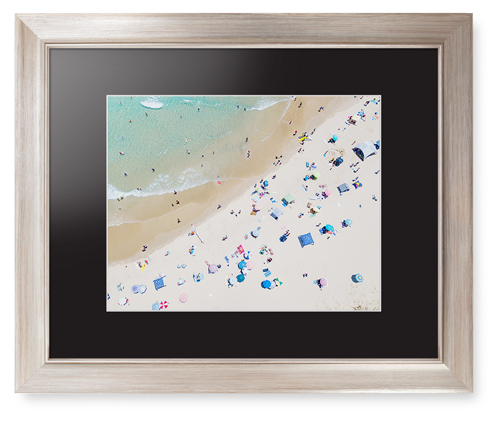 Aerial Beach Framed Print, Metallic, Modern, White, Black, Single piece, 11x14, Multicolor