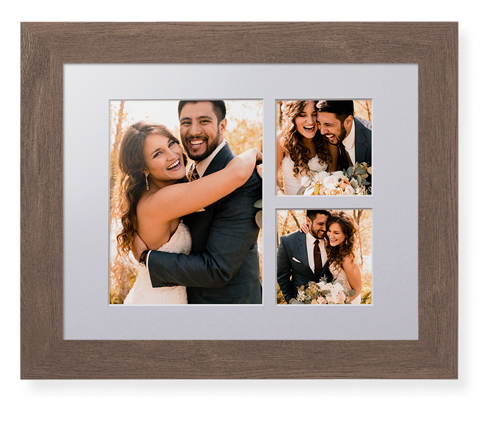 Hero Three Up Portrait Deluxe Mat Framed Print, Walnut, Contemporary, White, Single piece, 11x14, Multicolor