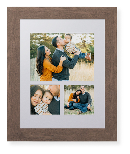 Hero Three Up Landscape Deluxe Mat Framed Print, Walnut, Contemporary, White, Single piece, 11x14, Multicolor