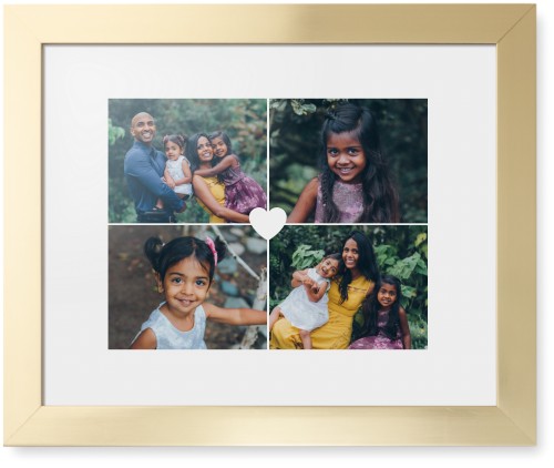 Heart Grid Framed Print, Matte Gold, Contemporary, None, White, Single piece, 11x14, White, white