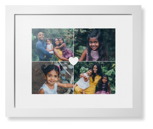 Heart Grid Framed Print, White, Contemporary, White, White, Single piece, 11x14, White