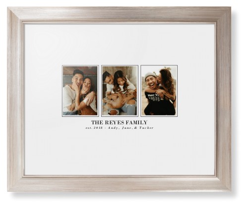 Classic Trio Framed Print, Metallic, Modern, White, White, Single piece, 11x14, White, white