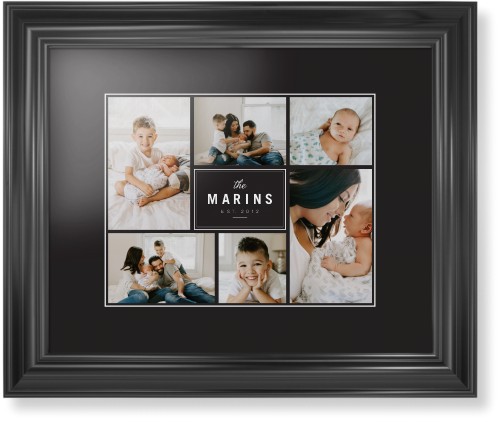 Contemporary Family Collage Framed Print, Black, Classic, White, Black, Single piece, 11x14, Blue
