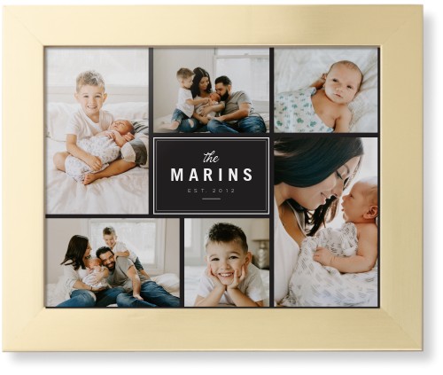 Contemporary Family Collage Framed Print, Matte Gold, Contemporary, None, None, Single piece, 11x14, Blue, cedar