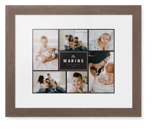 Contemporary Family Collage Framed Print, Walnut, Contemporary, None, White, Single piece, 11x14, Blue, cedar