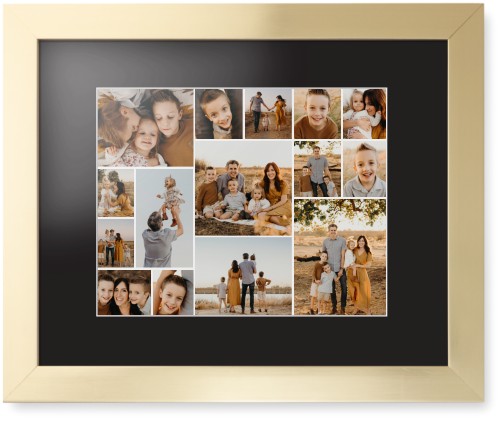 Gallery of Fifteen Framed Print, Matte Gold, Contemporary, White, Black, Single piece, 11x14, Multicolor