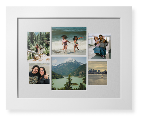 Mixed Six Up Landscape Collage Deluxe Mat Framed Print, White, Contemporary, White, Single piece, 11x14, White