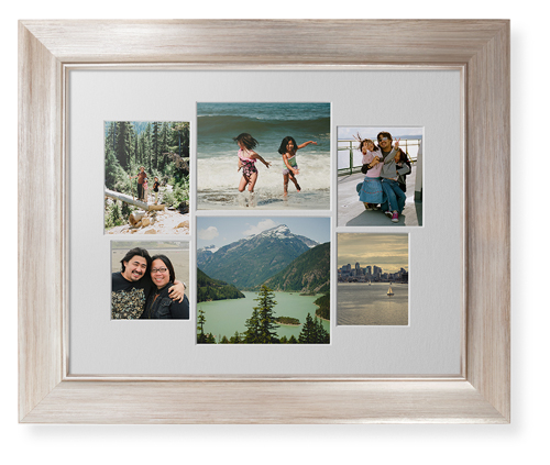 Mixed Six Up Landscape Collage Deluxe Mat Framed Print, Metallic, Modern, White, Single piece, 11x14, White, white