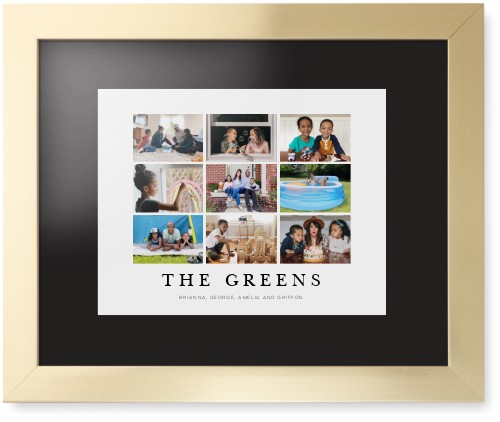 Modern Grid Gallery of Nine Framed Print, Matte Gold, Contemporary, Black, Black, Single piece, 11x14, Multicolor, multi