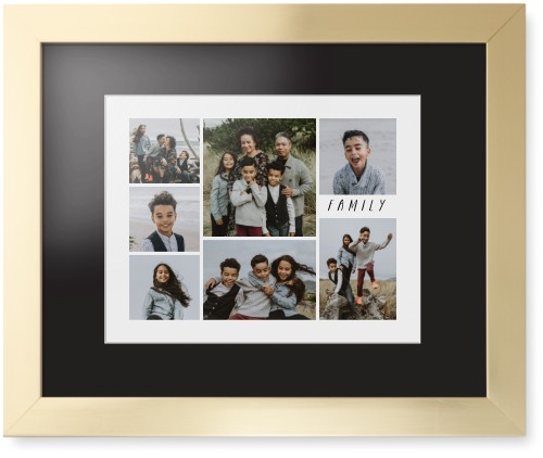 Rustic Picture Gallery Collage Of Seven Framed Print, Matte Gold, Contemporary, White, Black, Single piece, 11x14, Multicolor, multi