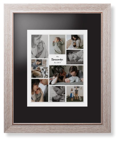 Modern Family Collage Portrait Framed Print, Rustic, Modern, None, Black, Single piece, 11x14, White, white