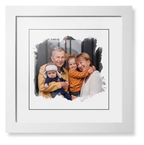 Brushed Moments Landscape Framed Print, White, Contemporary, Black, White, Single piece, 12x12, White
