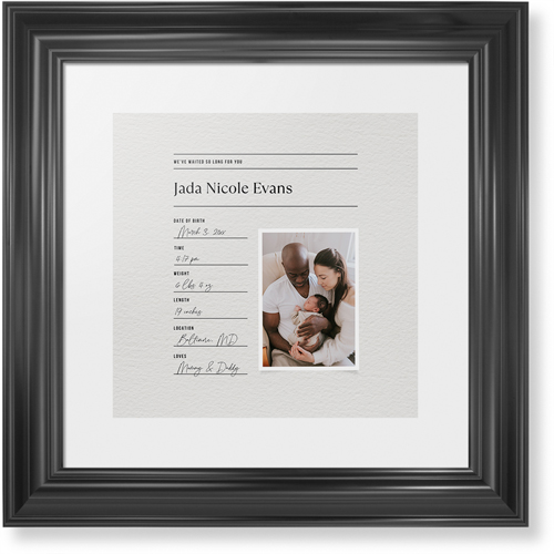Journal Entry Framed Print, Black, Classic, None, White, Single piece, 12x12, White, white
