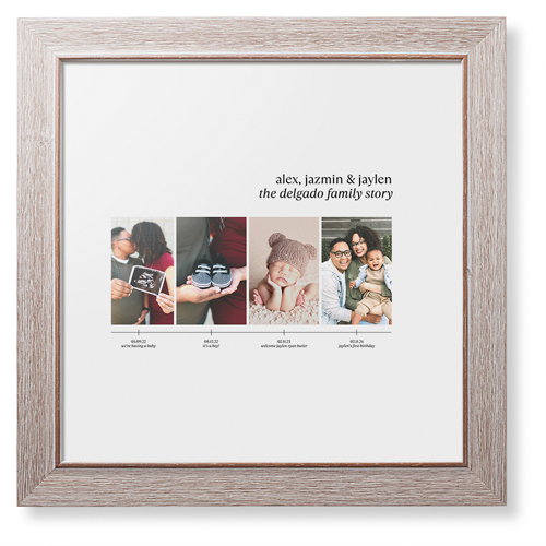 Family Timeline Framed Print, Rustic, Modern, White, White, Single piece, 12x12, White, white